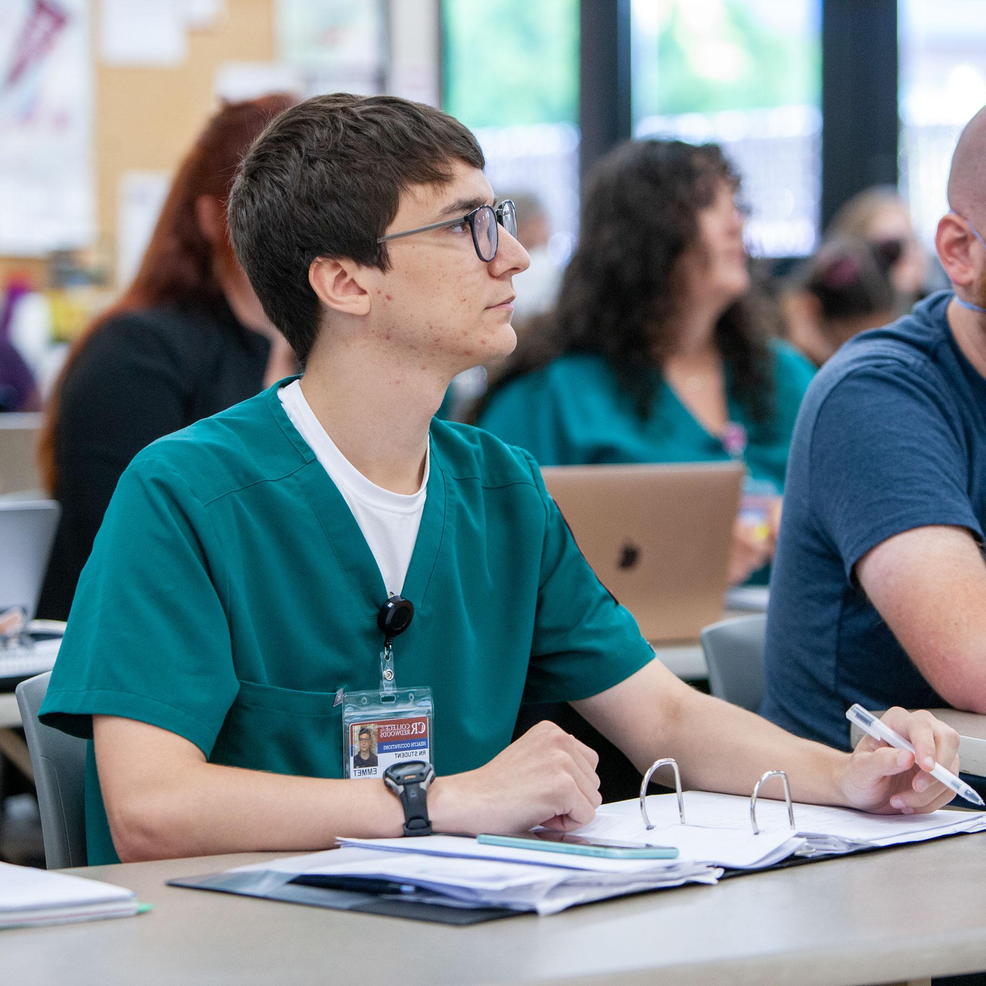 Nursing student in class